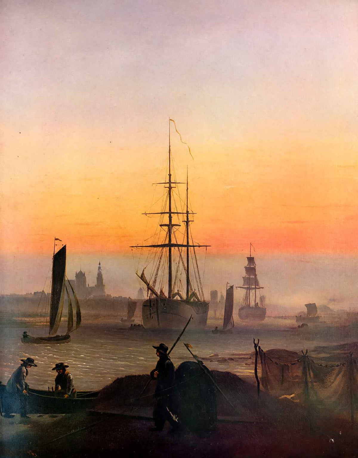 Ships at the Port of Greifswald 1820 by Friedrich Art Print (6 Sizes)