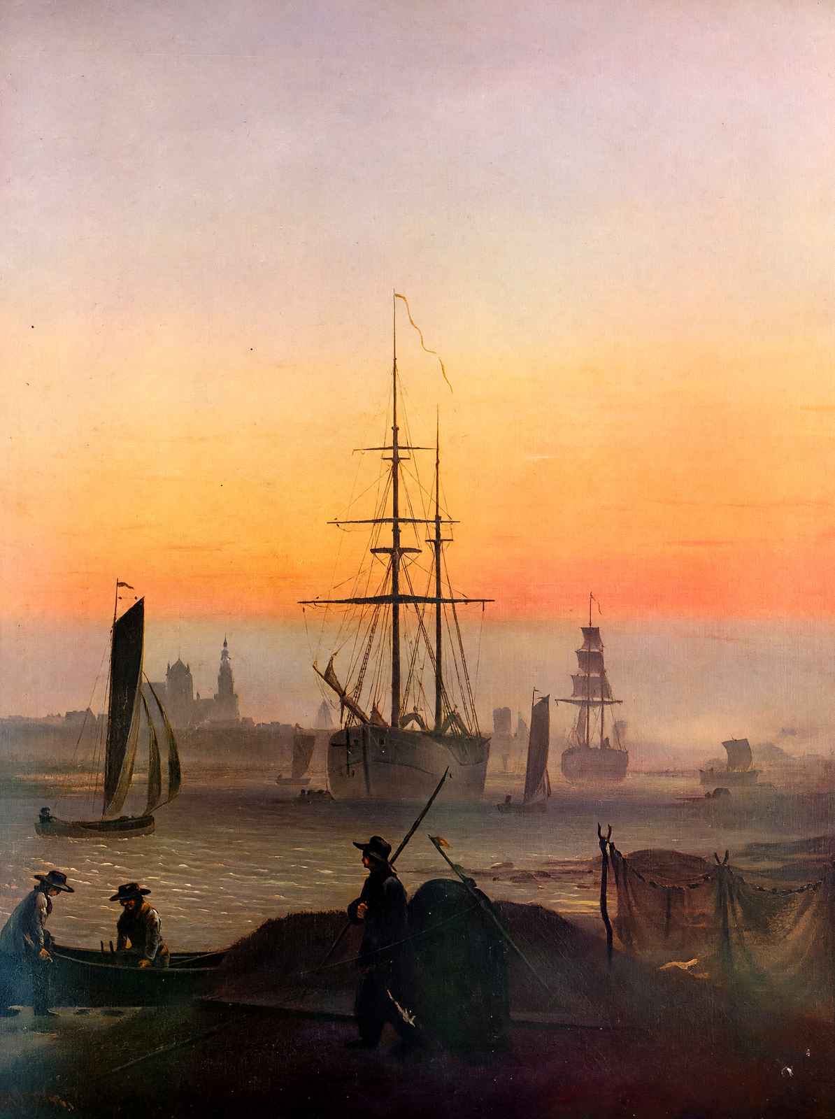 Ships at the Port of Greifswald 1820 by Friedrich Art Print (6 Sizes)