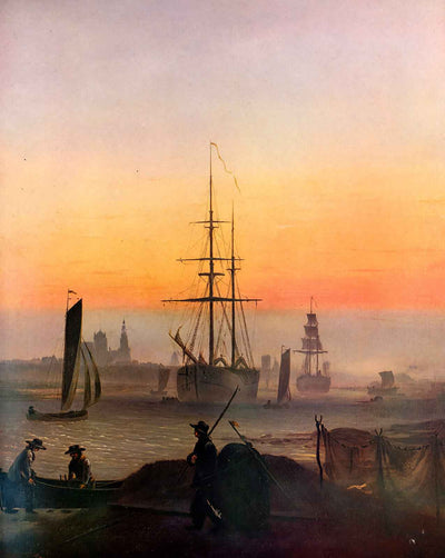 Ships at the Port of Greifswald painting by Caspar David Friedrich (1820)
