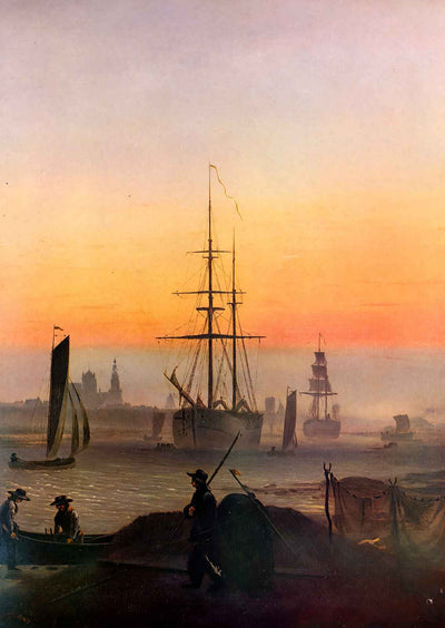 Ships at the Port of Greifswald 1820 by Friedrich Art Print (6 Sizes)