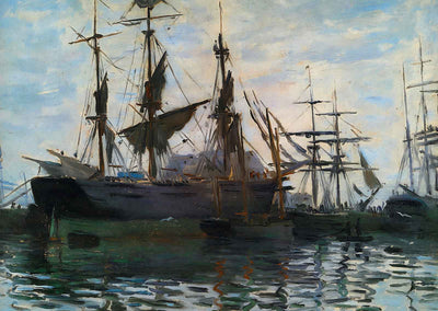 Ships in Harbor Art Print 1873 Painting by Claude Monet (6 Sizes) - Acid Free