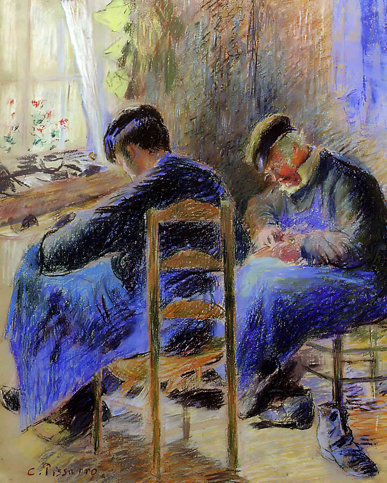 Shoemakers Painting by Camille Pissarro 8x10" Art Print - Restored