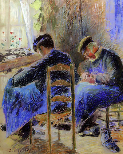 Shoemakers Painting by Camille Pissarro 8x10" Art Print - Restored