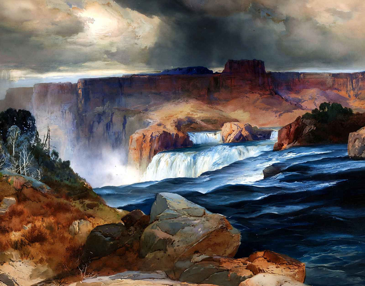 Shoshone Falls, Snake River, Idaho Art Print Painting by Thomas Moran (6 Sizes)