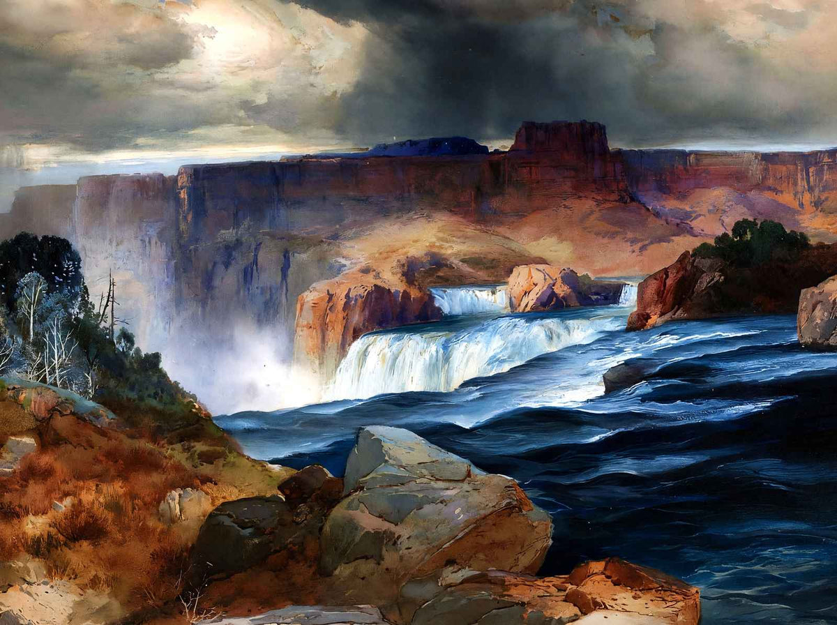 Shoshone Falls, Snake River, Idaho Art Print Painting by Thomas Moran (6 Sizes)