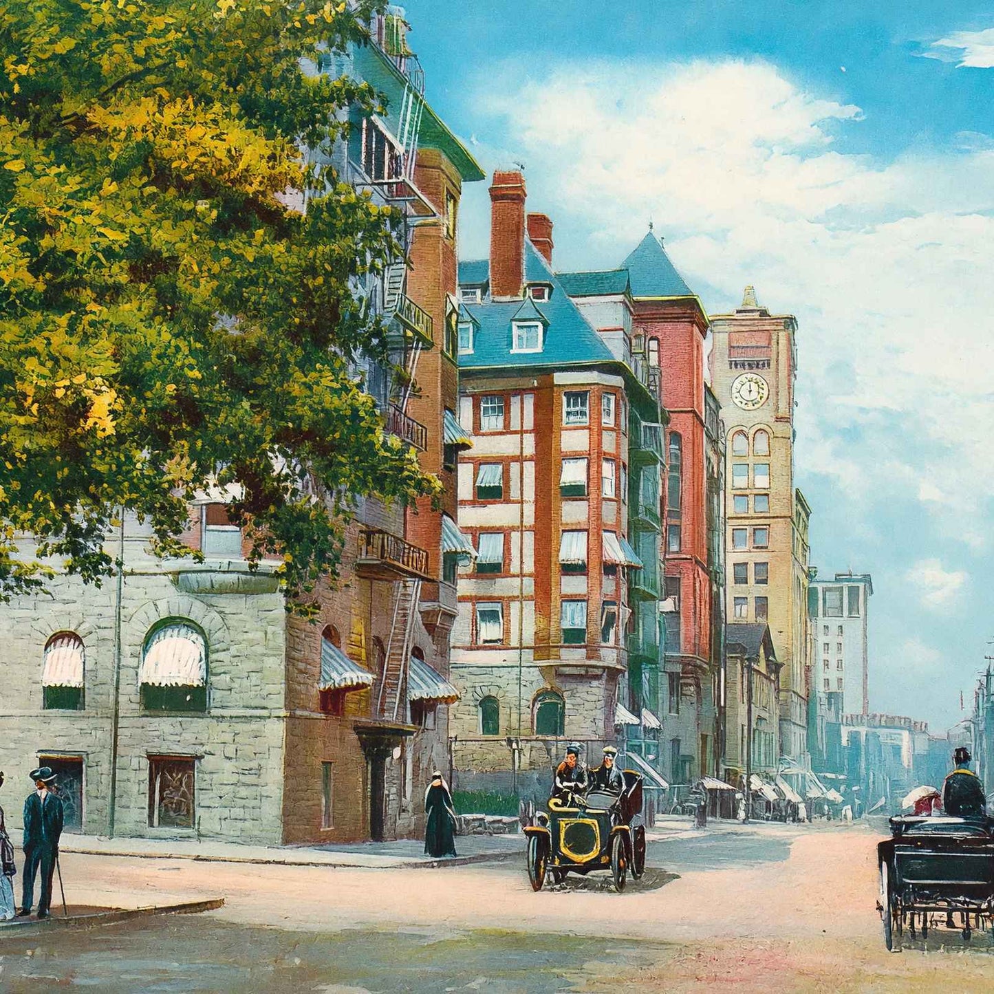 Sixth Street Portland in 1908 Vintage Print (7 Sizes) - Reproduction