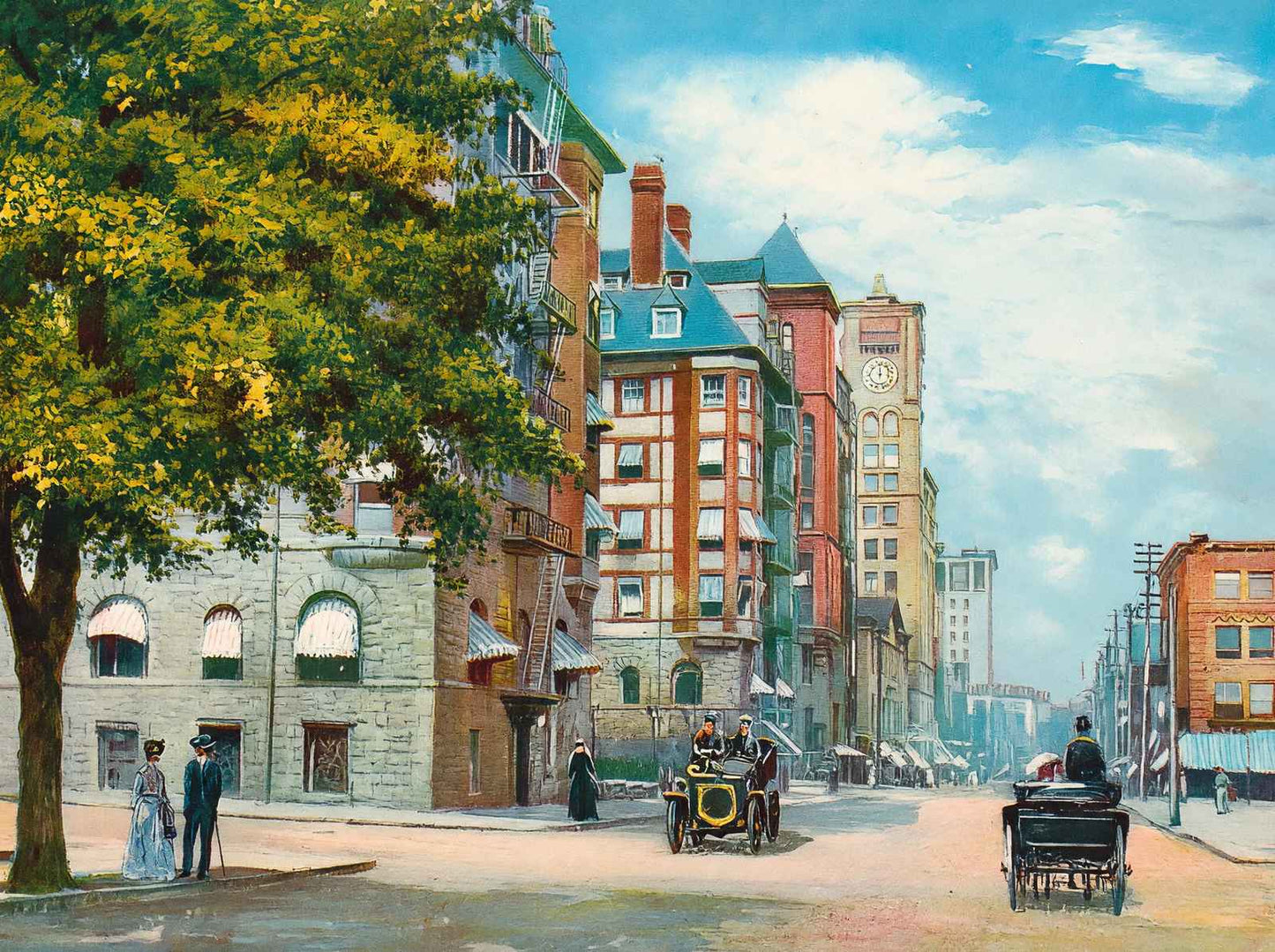 Sixth Street Portland in 1908 Vintage Print (7 Sizes) - Reproduction