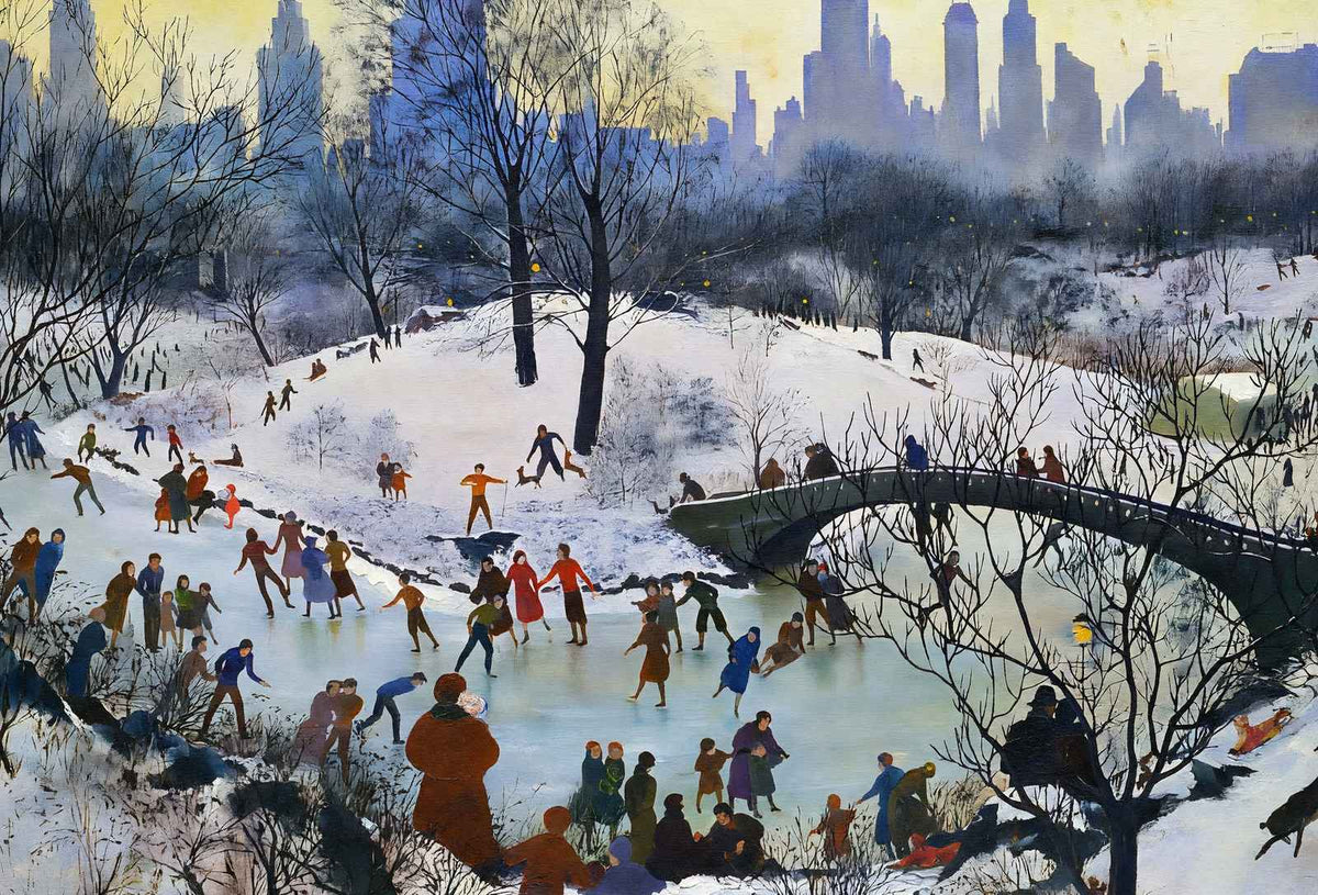 Skating in Central Park Painting by Agnes Tait Art Print (6 Sizes) - New York