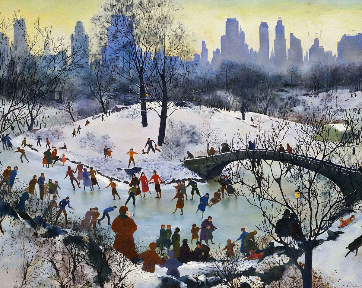 Skating in Central Park painting