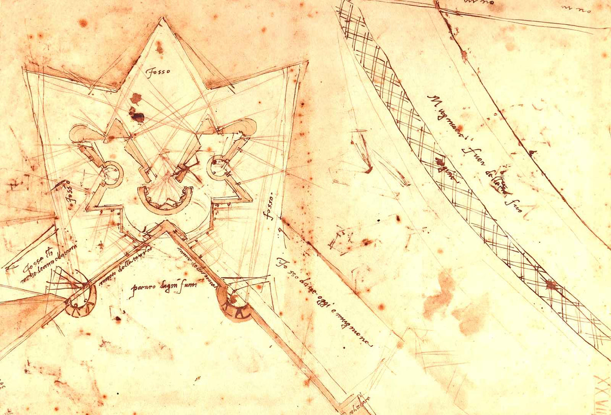 Sketch of Fortifications of Porta Del Prato in Florence 1525 Print