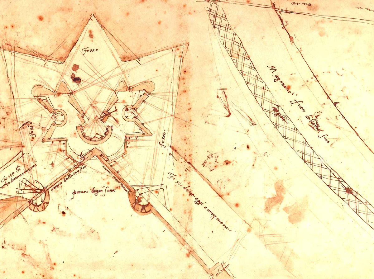 Sketch of Fortifications of Porta Del Prato in Florence 1525 Print