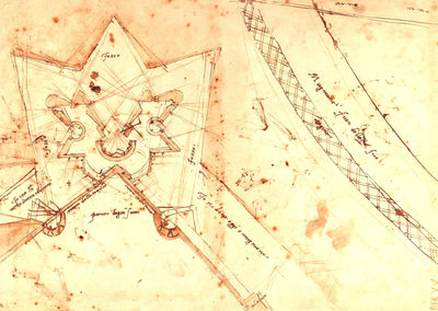 Sketch of Fortifications of Porta Del Prato in Florence 1525 Print