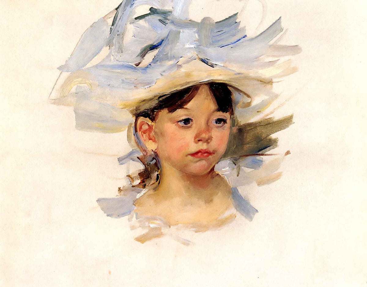 Sketch of Ellen My Cassatt in a Big Blue Hat 1905 by Cassatt Art Print (6 Sizes)