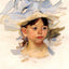 Sketch of Ellen My Cassatt in a Big Blue Hat 1905 by Cassatt Art Print (6 Sizes)