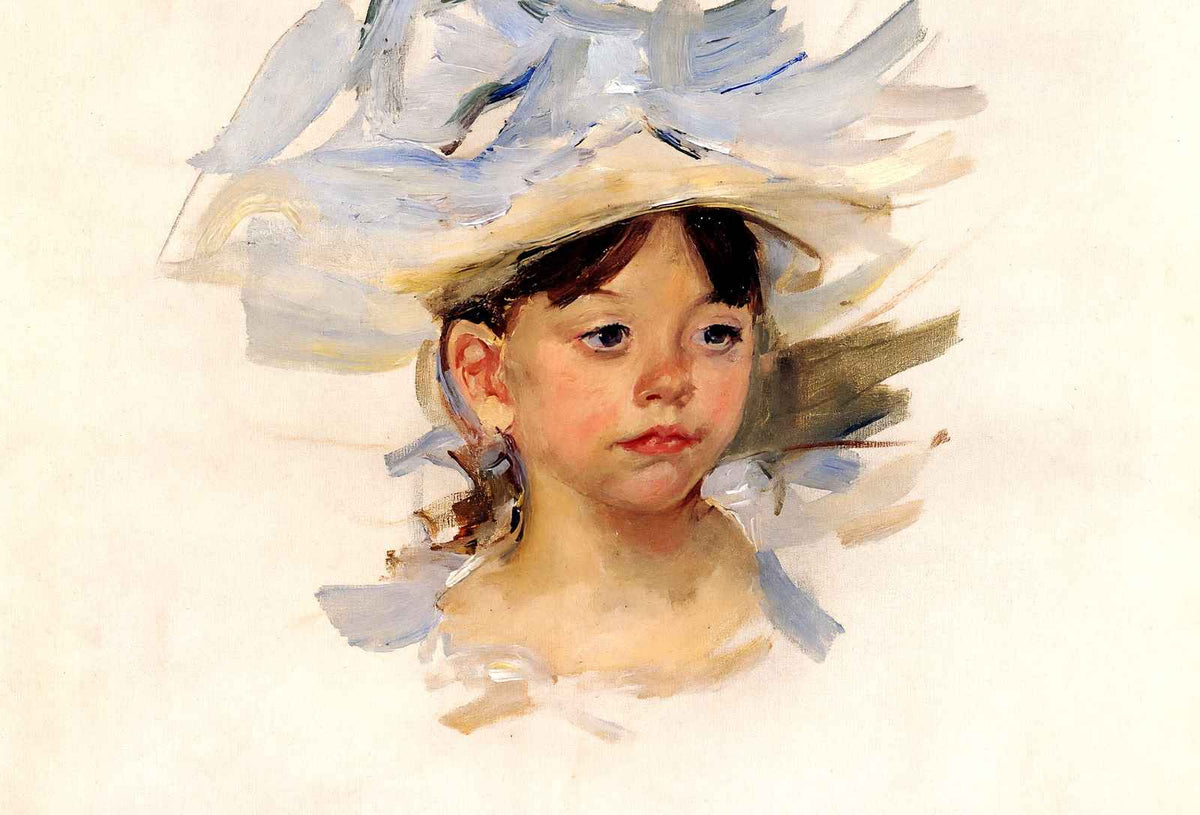 Sketch of Ellen My Cassatt in a Big Blue Hat 1905 by Cassatt Art Print (6 Sizes)
