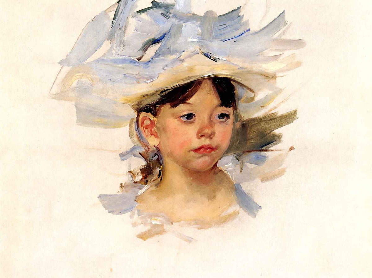 Sketch of Ellen My Cassatt in a Big Blue Hat 1905 by Cassatt Art Print (6 Sizes)