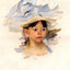 Sketch of Ellen My Cassatt in a Big Blue Hat art print by Mary Cassatt (1905)
