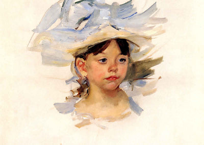 Sketch of Ellen My Cassatt in a Big Blue Hat 1905 by Cassatt Art Print (6 Sizes)