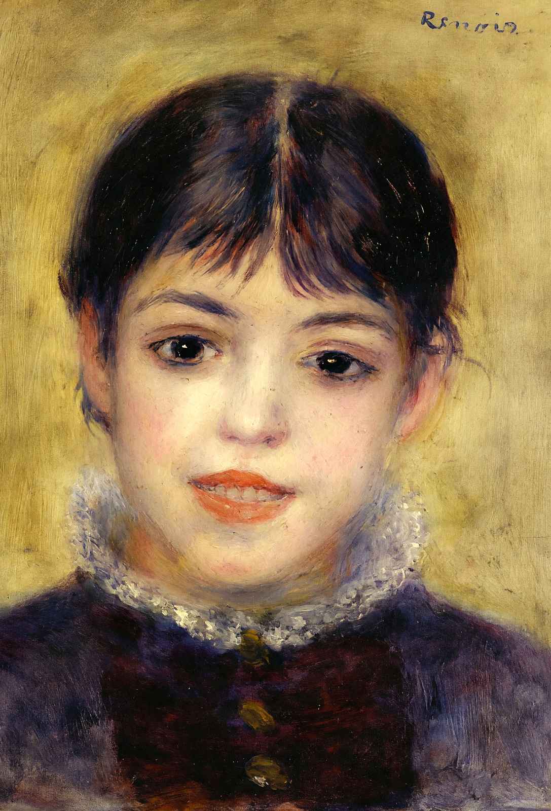 Smiling Young Girl Art Print 1878 Painting by Pierre-Auguste Renoir (6 Sizes)