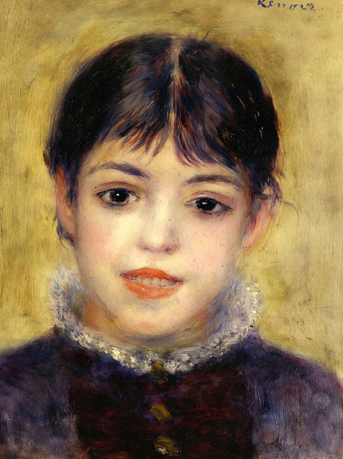 Smiling Young Girl Art Print 1878 Painting by Pierre-Auguste Renoir (6 Sizes)