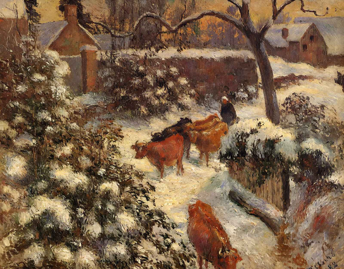 Snow Effect in Montfoucault 1882 by Camille Pissarro Art Print (6 Sizes)