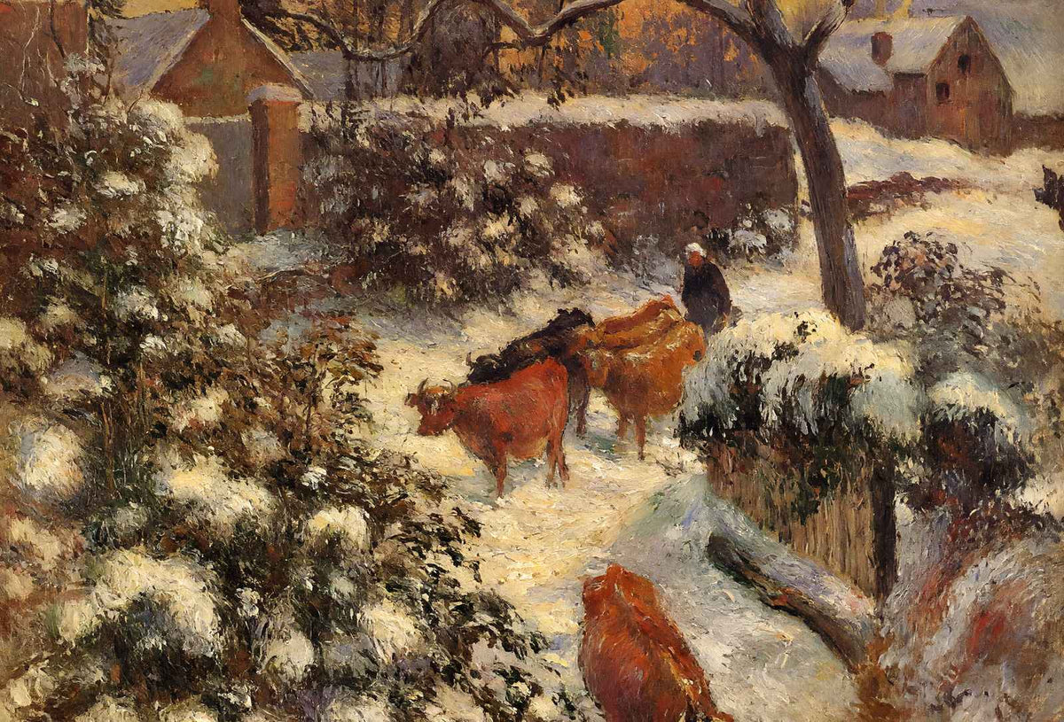 Snow Effect in Montfoucault 1882 by Camille Pissarro Art Print (6 Sizes)