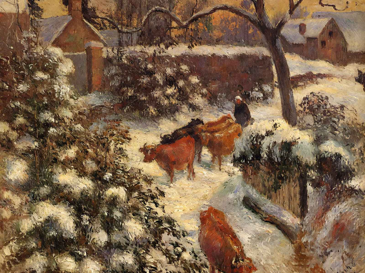 Snow Effect in Montfoucault 1882 by Camille Pissarro Art Print (6 Sizes)
