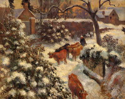 Snow Effect in Montfoucault fine art print by Camille Pissarro (1882)