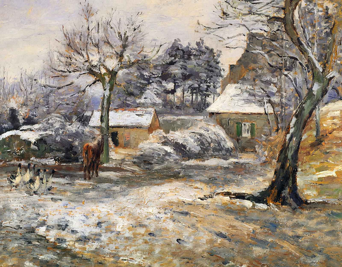 Snow at Montfoucault Art Print 1874 Painting by Camille Pissarro (6 Sizes)
