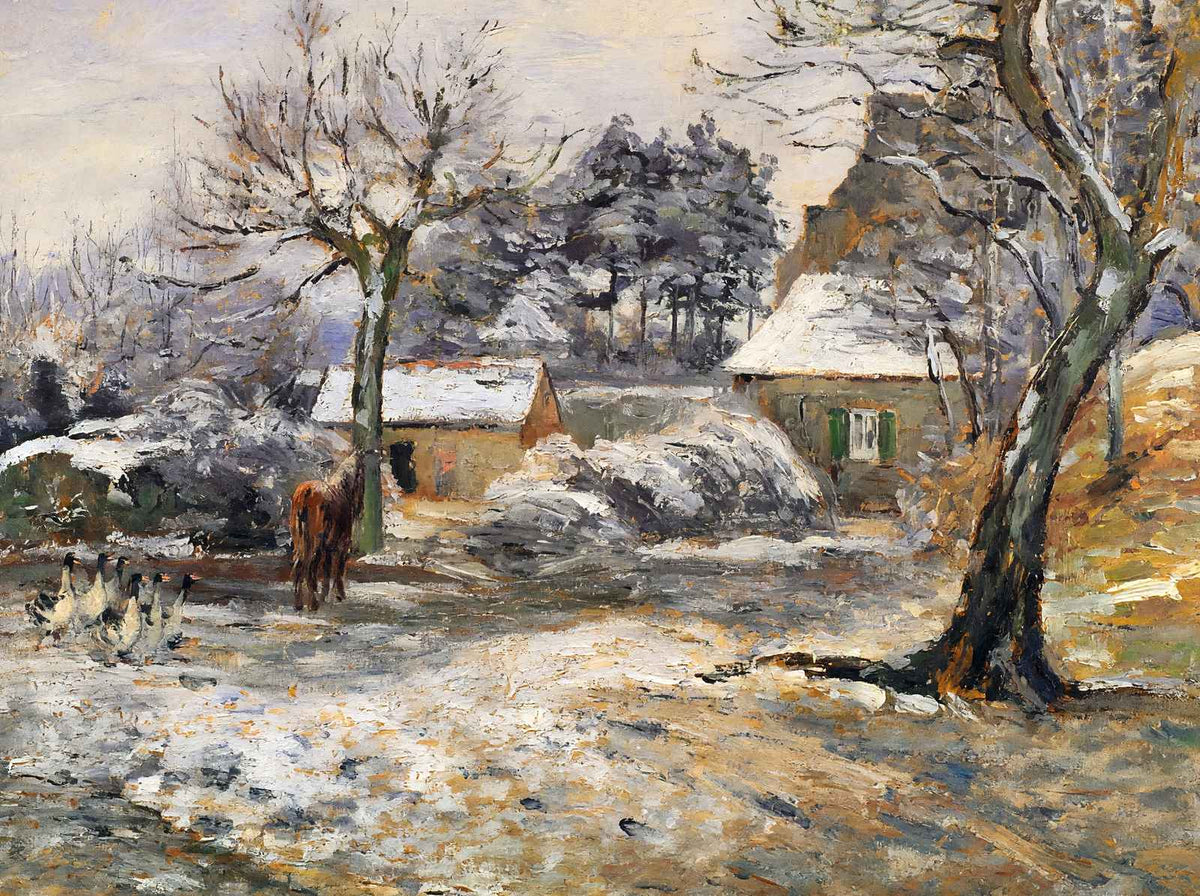Snow at Montfoucault Art Print 1874 Painting by Camille Pissarro (6 Sizes)