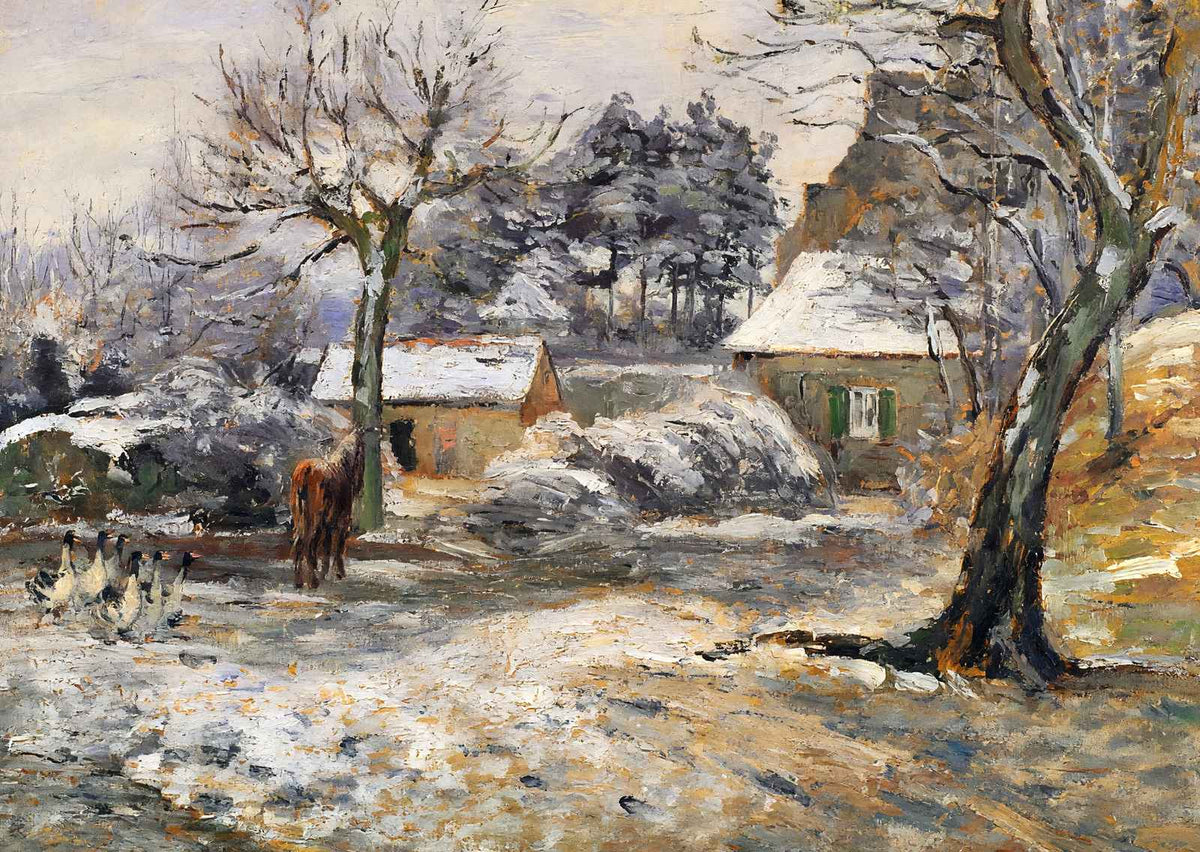 Snow at Montfoucault Art Print 1874 Painting by Camille Pissarro (6 Sizes)