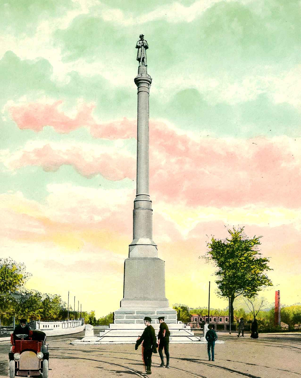 Soldiers Monument in Dayton in 1906 vintage print