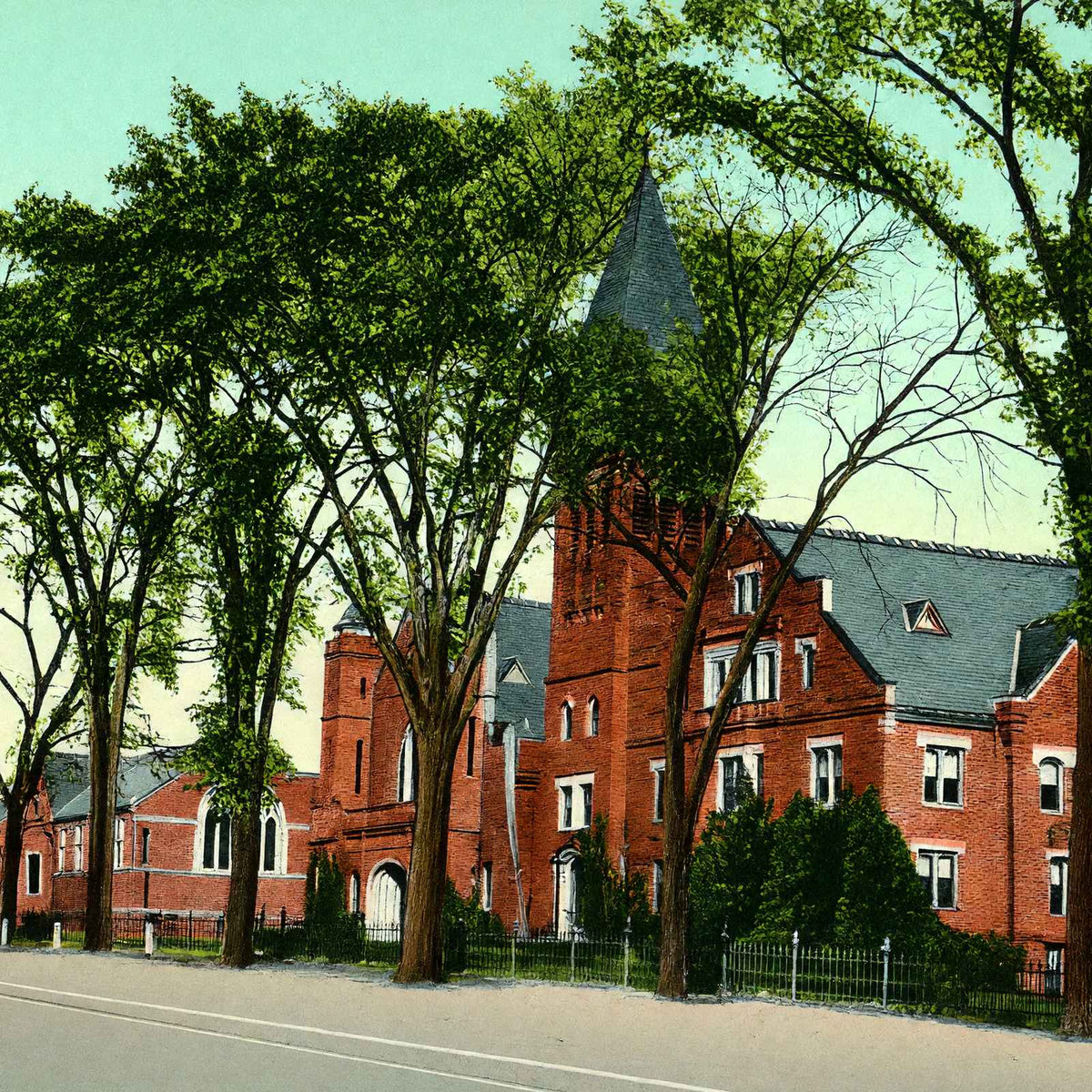 Mary Lyon Hall South Hadley MA in 1908 Vintage Print (7 Sizes) - Restored