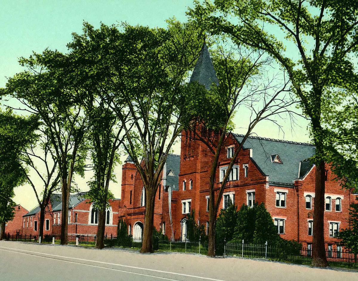 Mary Lyon Hall South Hadley MA in 1908 Vintage Print (7 Sizes) - Restored