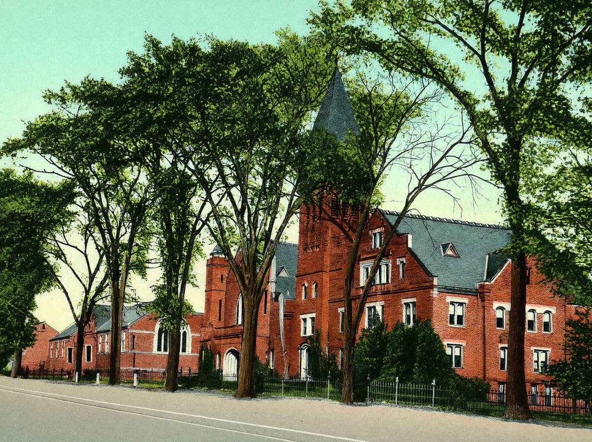 Mary Lyon Hall South Hadley MA in 1908 Vintage Print (7 Sizes) - Restored