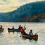 Sport on the Lake in the Maine Woods in 1907 Vintage Print (7 Sizes)