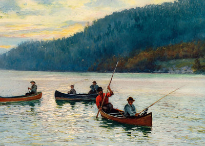 Sport on the Lake in the Maine Woods in 1907 Vintage Print (7 Sizes)