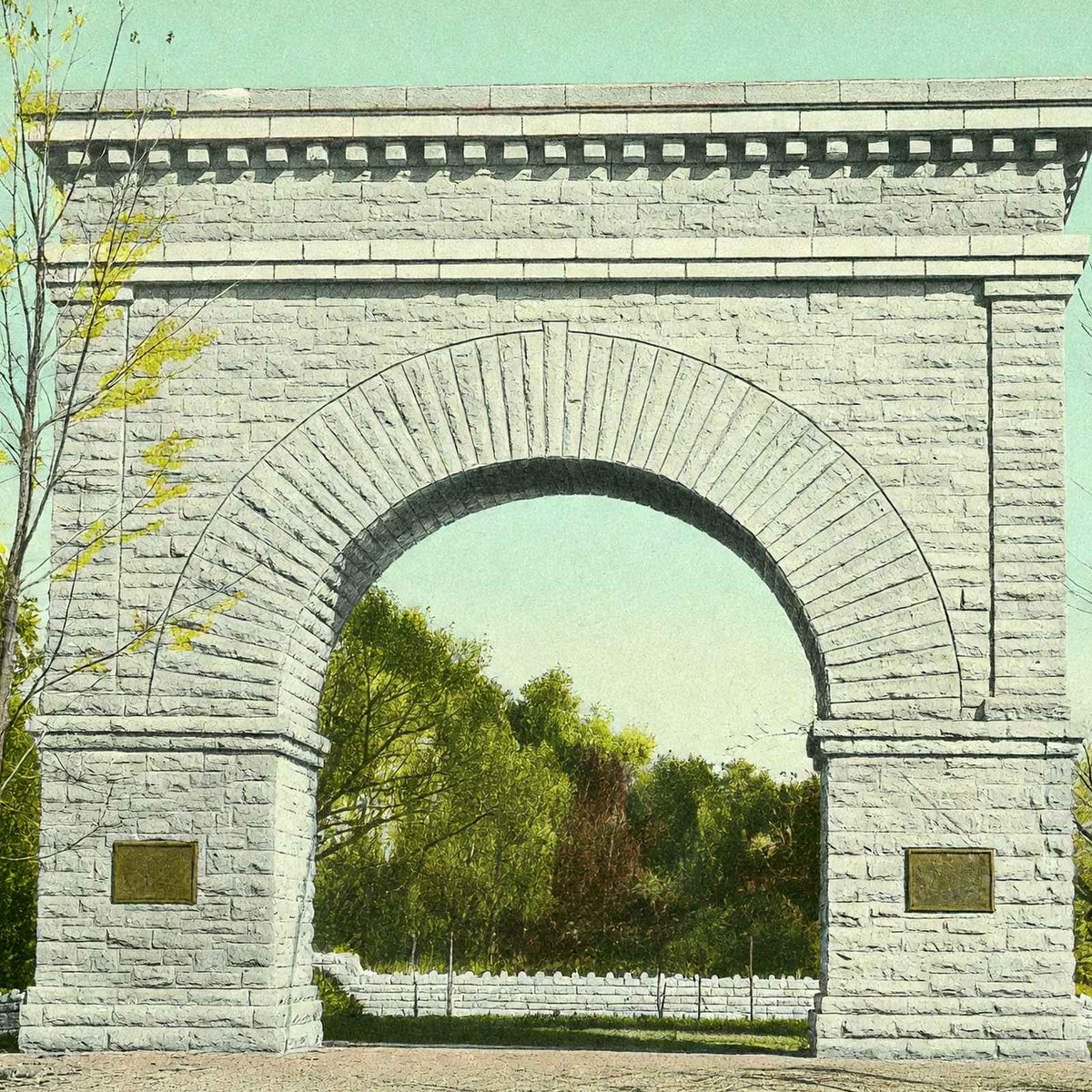 Memorial Arch Snyder Park Springfield in 1907 Vintage Print (7 Sizes)