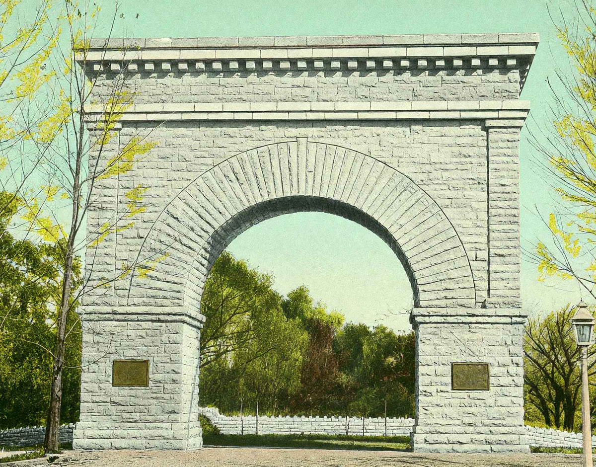 Memorial Arch Snyder Park Springfield in 1907 Vintage Print (7 Sizes)