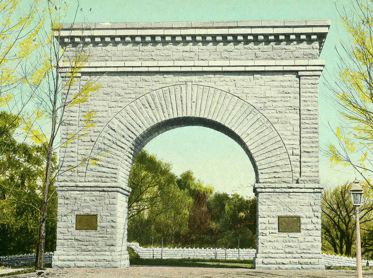 Memorial Arch Snyder Park Springfield in 1907 Vintage Print (7 Sizes)