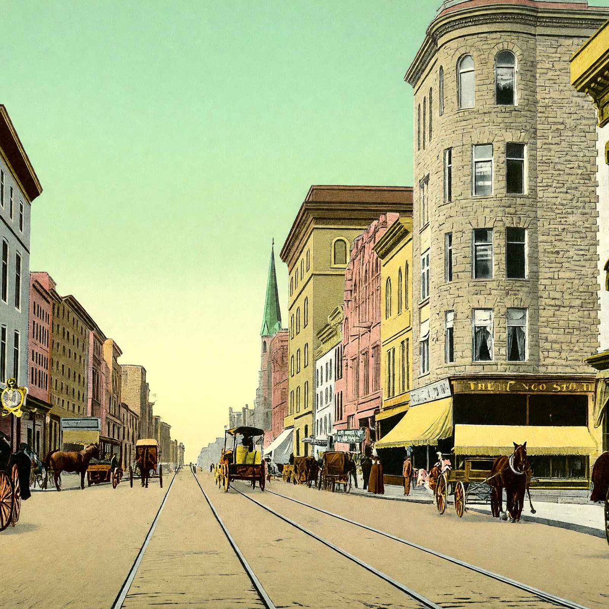 Main Street Looking West Springfield in 1907 Vintage Print (7 Sizes)