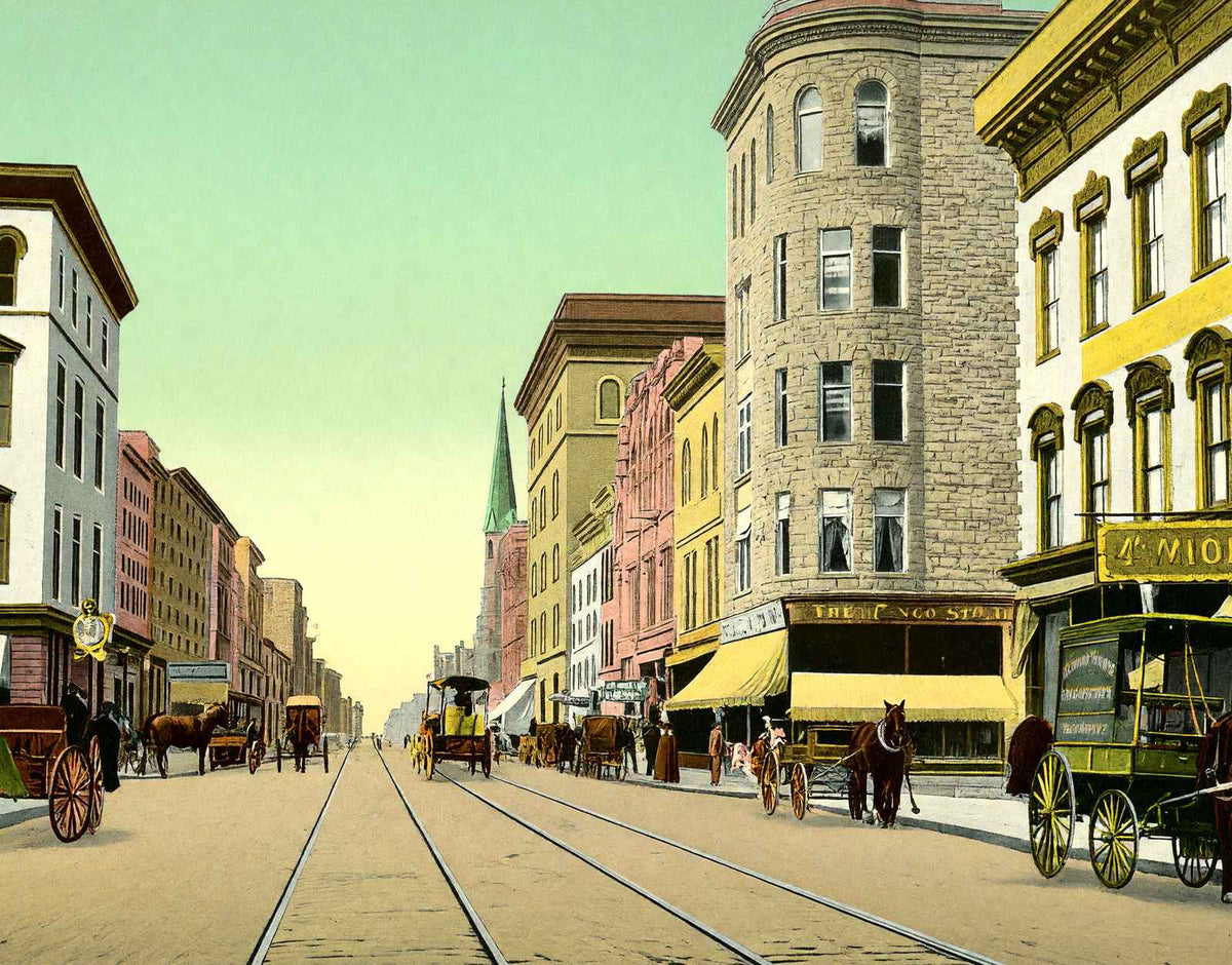 Main Street Looking West Springfield in 1907 Vintage Print (7 Sizes)