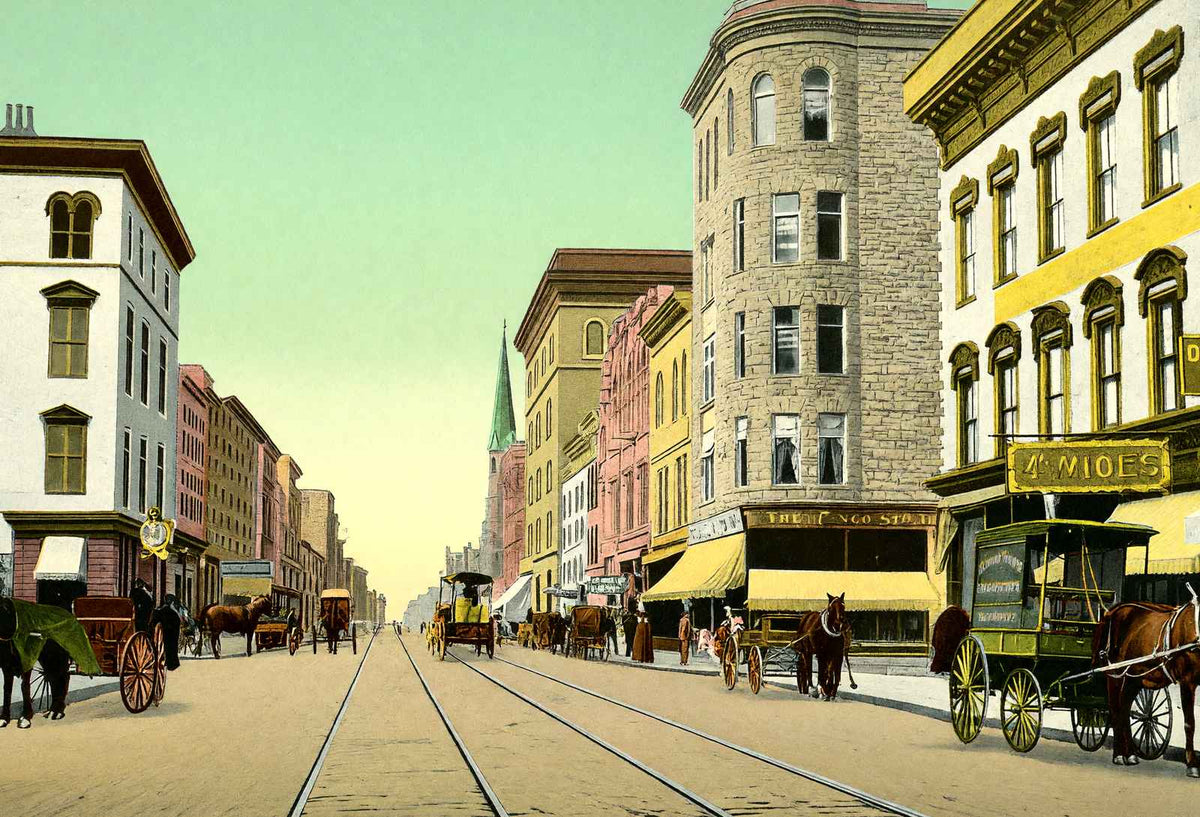 Main Street Looking West Springfield in 1907 Vintage Print (7 Sizes)