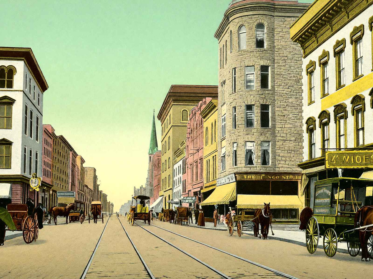Main Street Looking West Springfield in 1907 Vintage Print (7 Sizes)