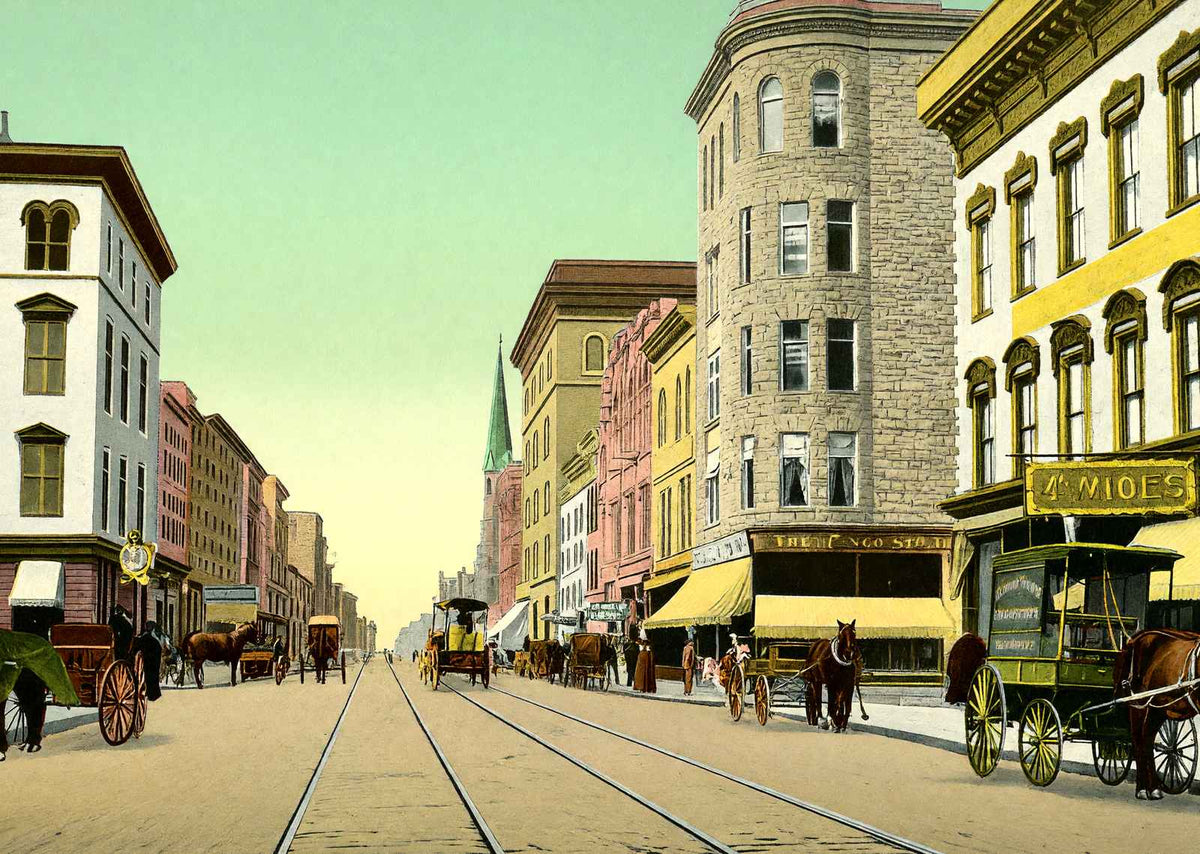 Main Street Looking West Springfield in 1907 Vintage Print (7 Sizes)