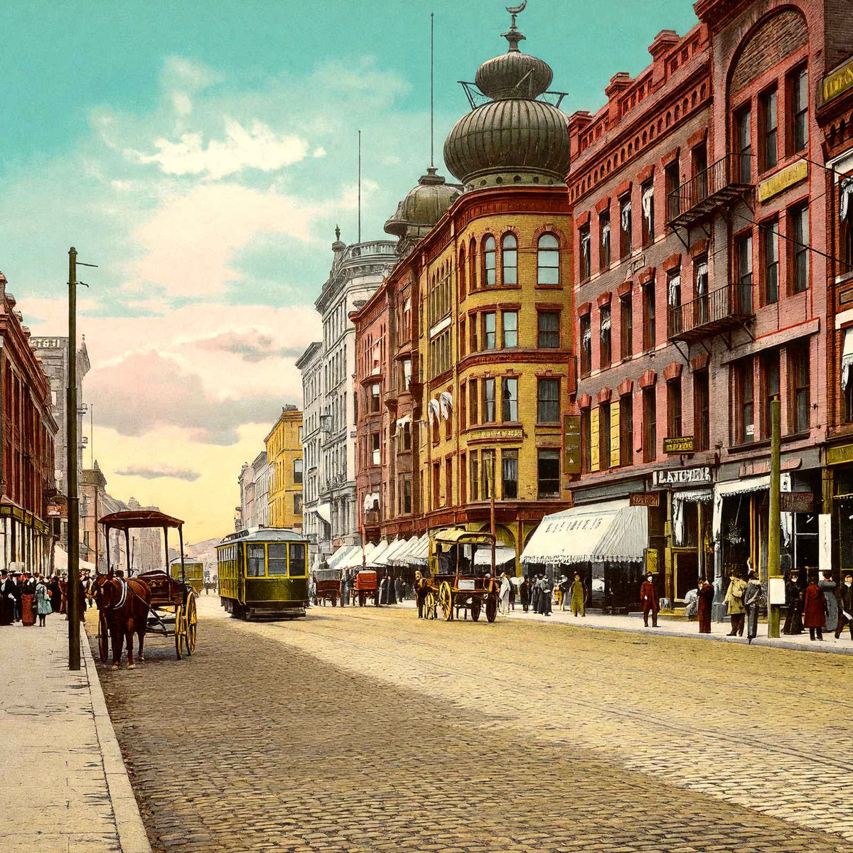 Main Street in 1904 Vintage Print (7 Sizes) - High Quality