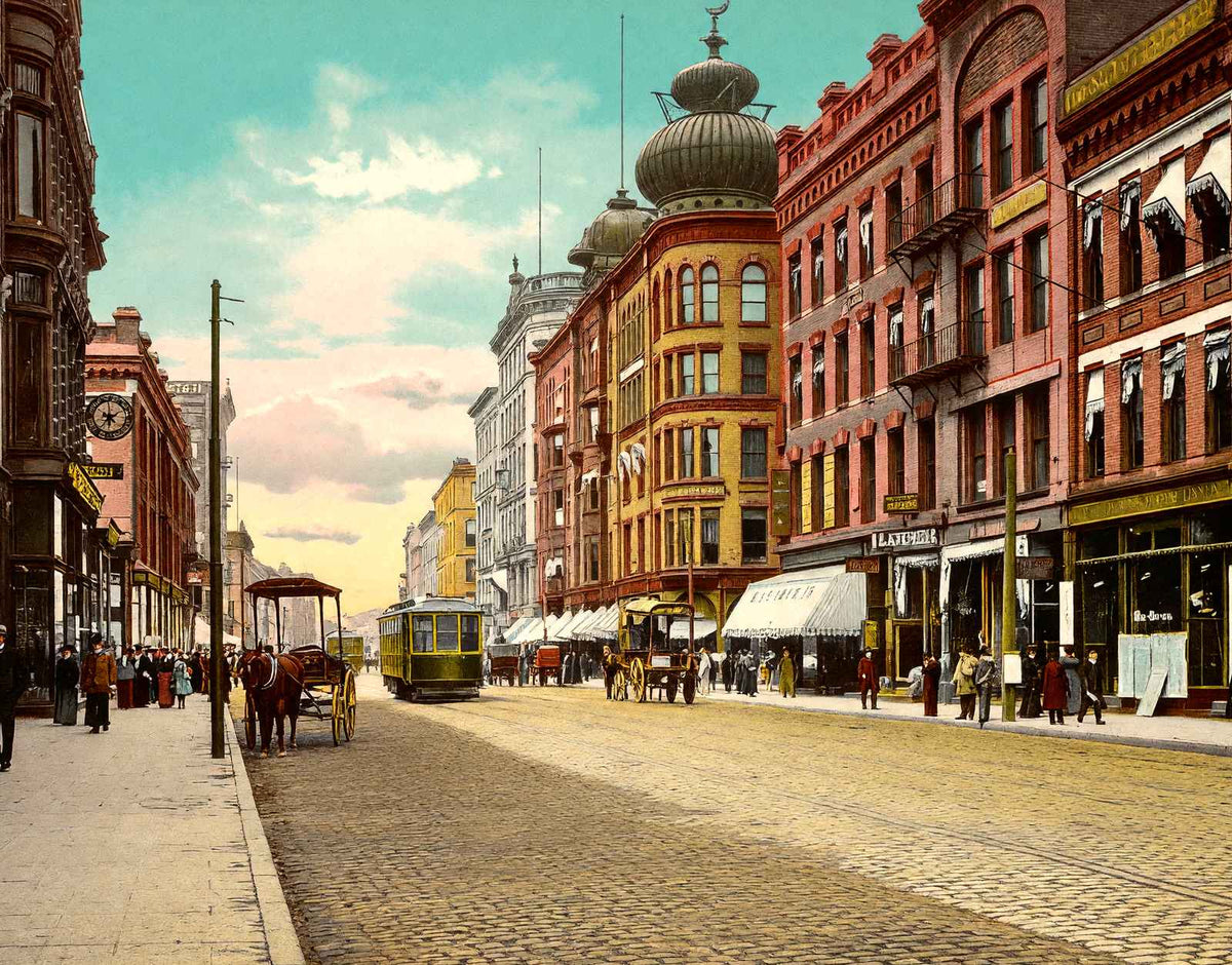 Main Street in 1904 Vintage Print (7 Sizes) - High Quality