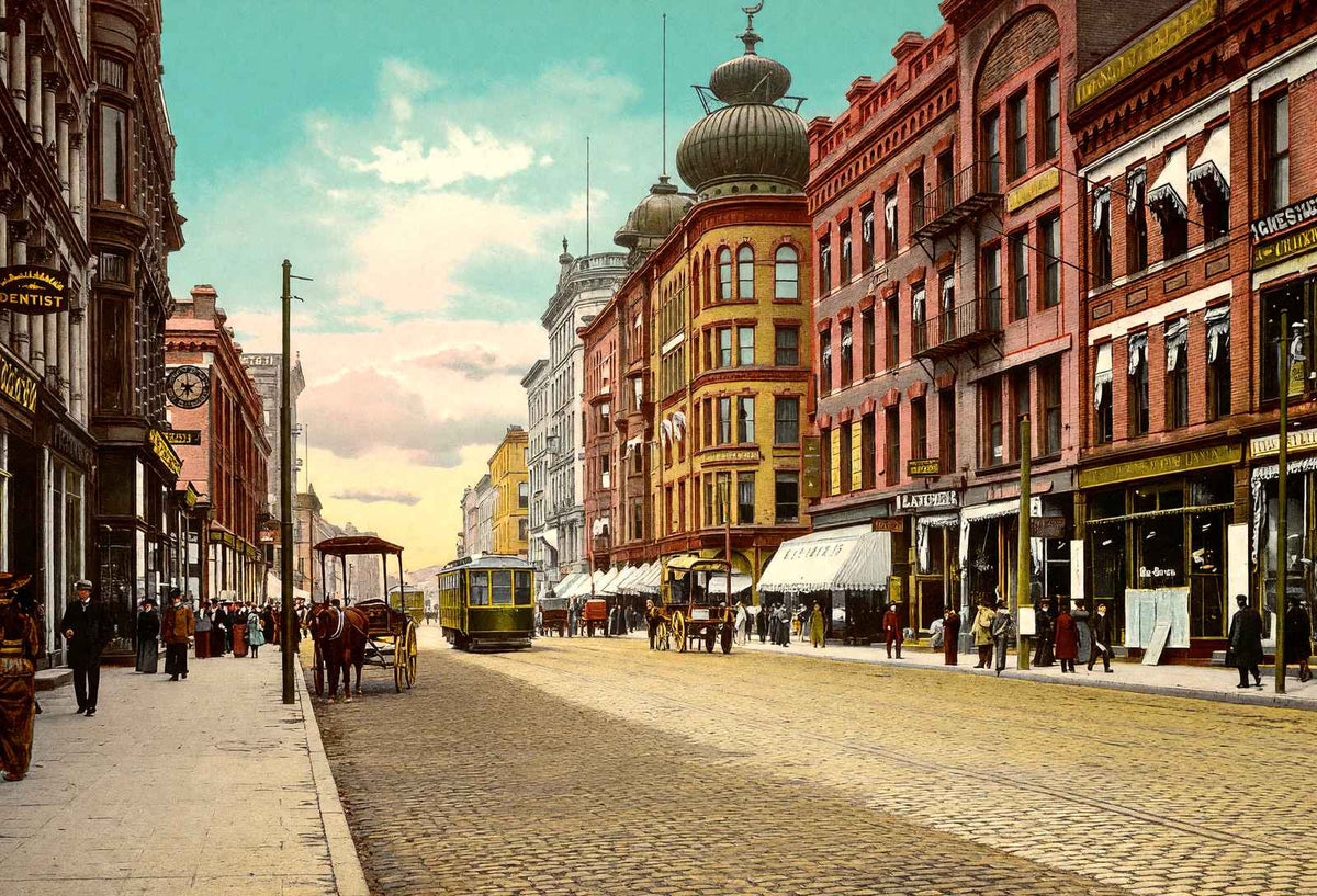 Main Street in 1904 Vintage Print (7 Sizes) - High Quality
