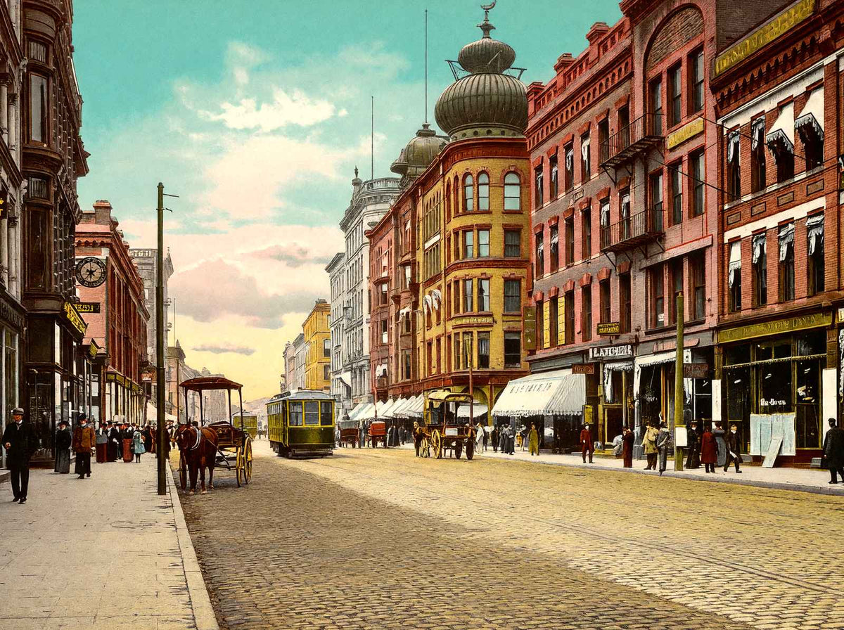 Main Street in 1904 Vintage Print (7 Sizes) - High Quality