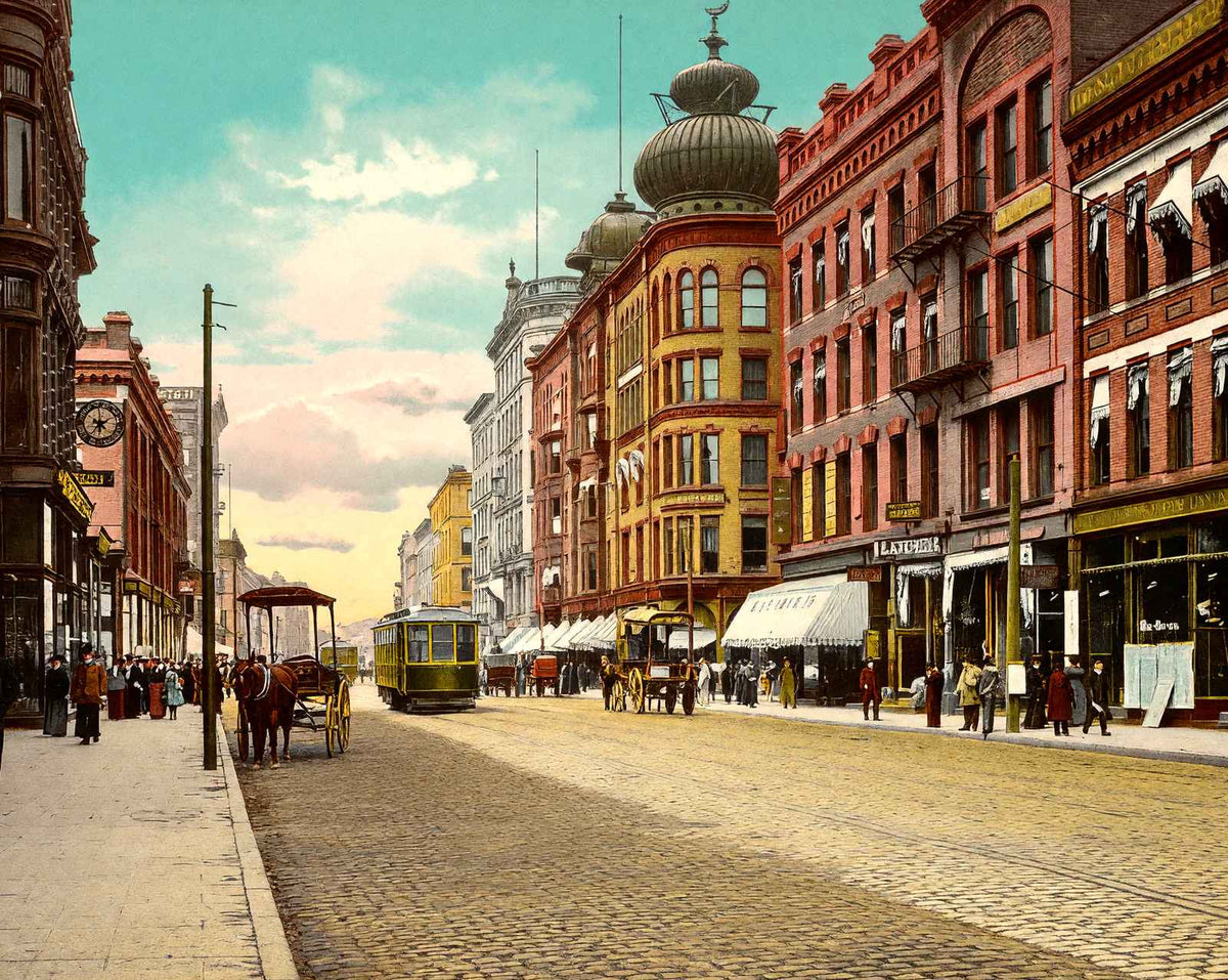 Main Street in 1904 vintage print